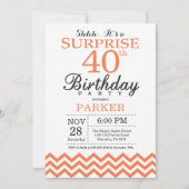 Invitation surprise pour 40 ans à chevron corail (Devant)