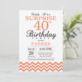Invitation surprise pour 40 ans à chevron corail (Debout devant)