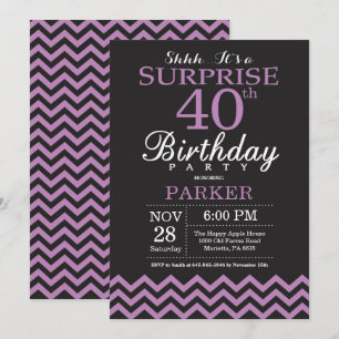 Invitation surprise pour 40 ans Anniversaire Noir