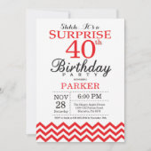 Invitation surprise pour 40 ans Chevron rouge (Devant)