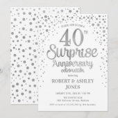 Invitation Surprise pour 40e anniversaire de mariage - Argent (Devant / Derrière)