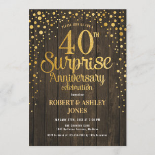 Invitation Surprise pour 40e anniversaire de mariage - Bois &