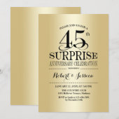 Invitation Surprise pour 45e anniversaire de mariage - Or (Devant / Derrière)