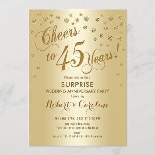 Invitation Surprise pour 45e anniversaire de mariage - Or
