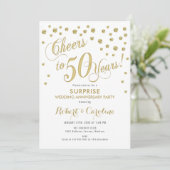 Invitation Surprise pour 50 ans de mariage - Blanc et or (Debout devant)