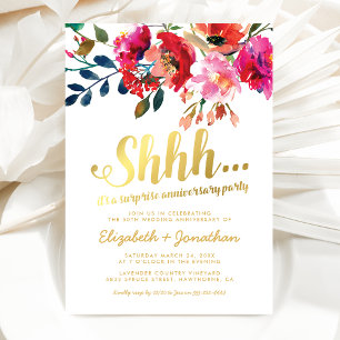 Invitation Surprise pour 50 ans de mariage Élégant floral