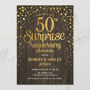 Invitation Surprise pour 50e anniversaire de mariage - Bois &
