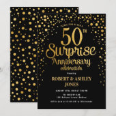 Invitation Surprise pour 50e anniversaire de mariage - Noir & (Devant / Derrière)