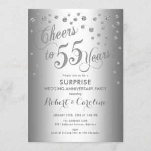 Invitation Surprise pour 55e anniversaire de mariage - Argent