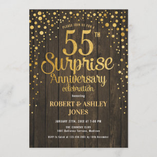 Invitation Surprise pour 55e anniversaire de mariage - Bois &