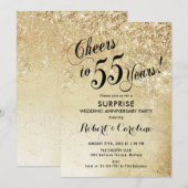 Invitation Surprise pour 55e anniversaire de mariage - Or (Devant / Derrière)