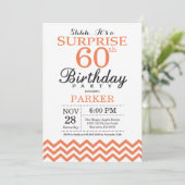 Invitation surprise pour 60 ans à chevron corail (Debout devant)