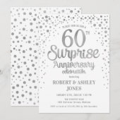 Invitation Surprise pour 60 ans de mariage - Argent et blanc (Devant / Derrière)