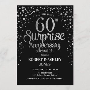 Invitation Surprise pour 60 ans de mariage - Noir & Argent