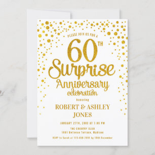 Invitation Surprise pour 60e anniversaire de mariage - Or et 