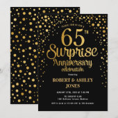 Invitation Surprise pour 65e anniversaire de mariage - Noir & (Devant / Derrière)