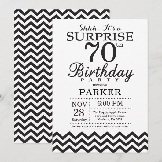 Invitation surprise pour 70e anniversaire Chevron  (Devant / Derrière)