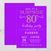 Invitation surprise pour 80 ans Anniversaire Viole (Devant / Derrière)