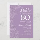 Invitation Surprise pour 80 ans - Floral Violet (Devant)