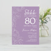 Invitation Surprise pour 80 ans - Floral Violet (Debout devant)