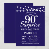 Invitation surprise pour 90e anniversaire Bleu mar (Devant / Derrière)