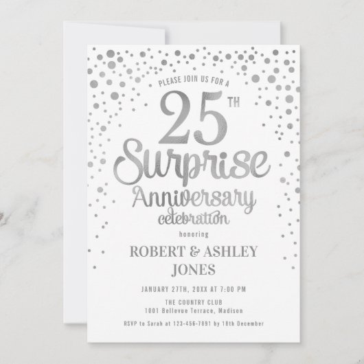 Invitation Surprise pour le 25e anniversaire de mariage - Arg (Devant)