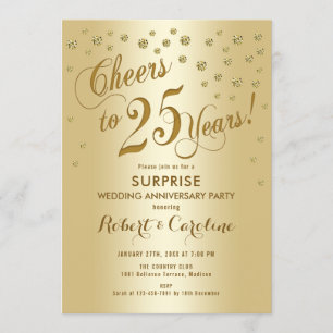 Invitation Surprise pour le 25e anniversaire de mariage - Or