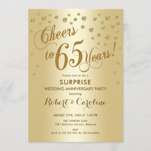 Invitation Surprise pour le 65e anniversaire de mariage - Or