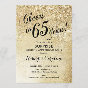 Invitation Surprise pour le 65e anniversaire de mariage - Or