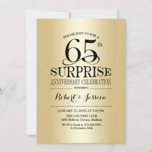 Invitation Surprise pour le 65e anniversaire de mariage - Or