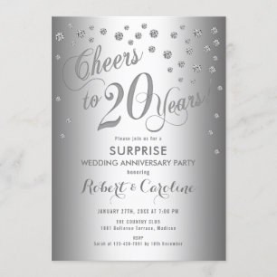 Invitation Surprise pour les 20 ans de mariage - Argent