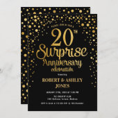 Invitation Surprise pour les 20 ans de mariage - Noir & Or (Devant / Derrière)