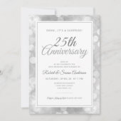 Invitation Surprise pour les 25 ans de mariage | Silver Bokeh (Devant)