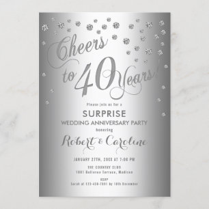 Invitation Surprise pour les 40 ans de mariage - Argent