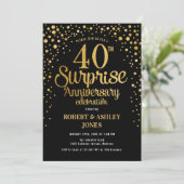 Invitation Surprise pour les 40 ans de mariage - Noir et or (Debout devant)