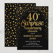 Invitation Surprise pour les 40 ans de mariage - Noir & Or (Devant / Derrière)