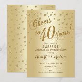 Invitation Surprise pour les 40 ans de mariage - Or (Devant / Derrière)
