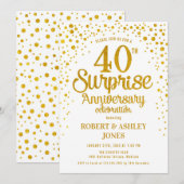 Invitation Surprise pour les 40 ans de mariage - Or et Blanc (Devant / Derrière)