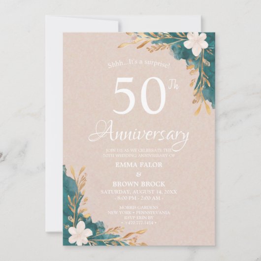 Invitation surprise pour les 50 ans de mariage (Devant)
