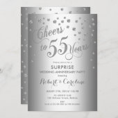 Invitation Surprise pour les 55 ans de mariage - Argenté (Devant / Derrière)