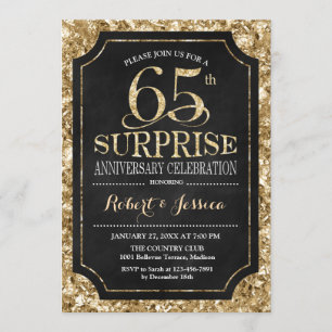 Invitation Surprise pour les 65 ans de mariage - Or Noir