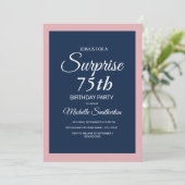 Invitation surprise pour les 75 ans avec fond rose (Debout devant)