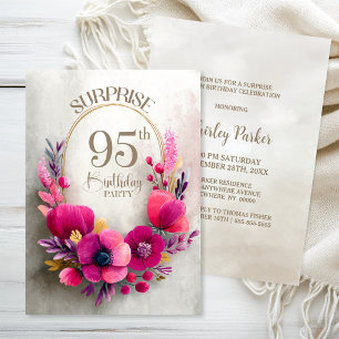 Invitation Surprise pour les 95 ans : Fleurs roses