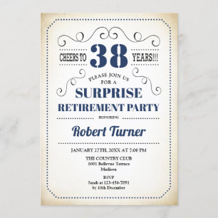 Invitation Surprise Retraite Party - Bleu bleu marine