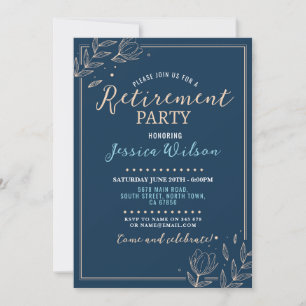 Invitation Surprise Retraite Party Blue Mens Floral femmes