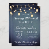 Invitation Surprise Retraite Party Chaîne Lumières Bleu (Devant / Derrière)