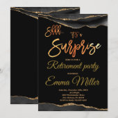 Invitation Surprise Retraite Party, Elegant Gold et Black (Devant / Derrière)