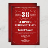Invitation Surprise Retraite Party - Rouge & Blanc (Devant / Derrière)