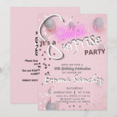 Invitation surprise rose et grise avec QR rsvp (Devant / Derrière)