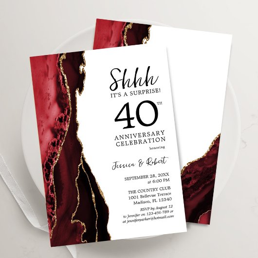 Invitation Surprise Ruby Red 40e anniversaire